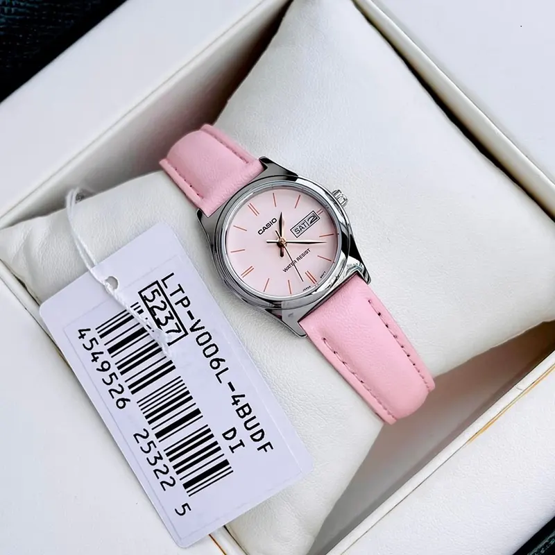 Casio LTP-V006L-4B Pink Dial Pink Leather Ladies Watch